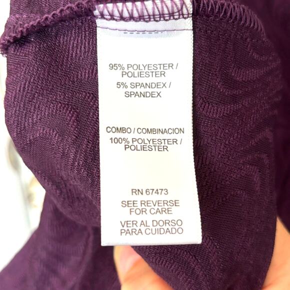 Danny & Nicole Womens 2X Purple Textured Knit Fit & Flare Dress Career Party - Picture 8 of 9